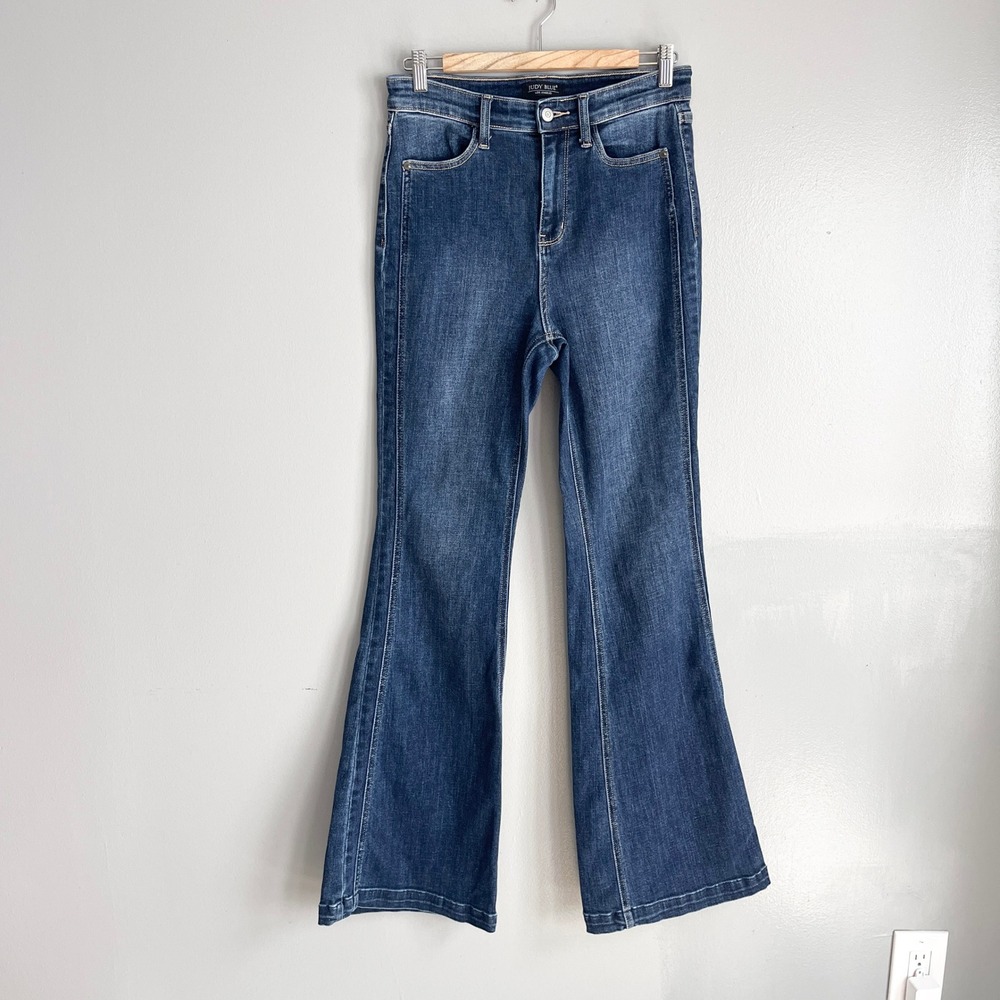 Judy Blue Flare Jeans Womens 5/27 Dark Wash High‎ Rise Stretch Denim